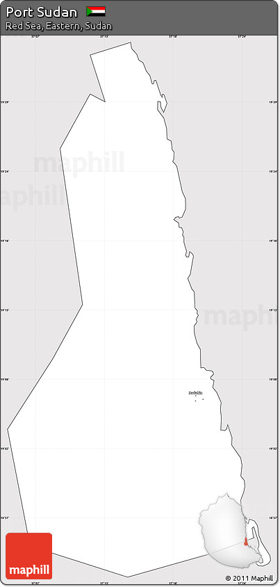Silver Style Simple Map of Port Sudan, cropped outside