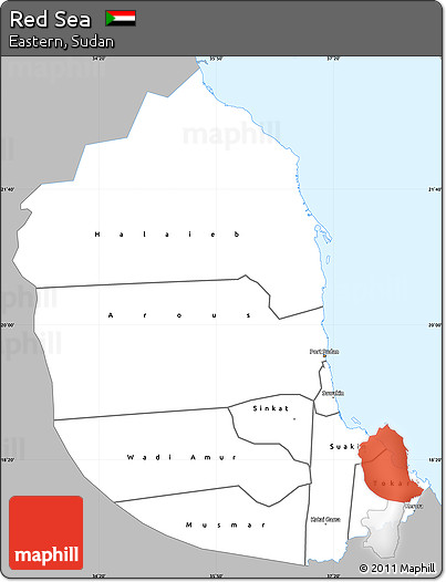 Gray Simple Map of Red Sea, single color outside