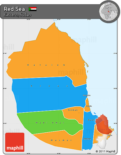 Political Simple Map of Red Sea, single color outside