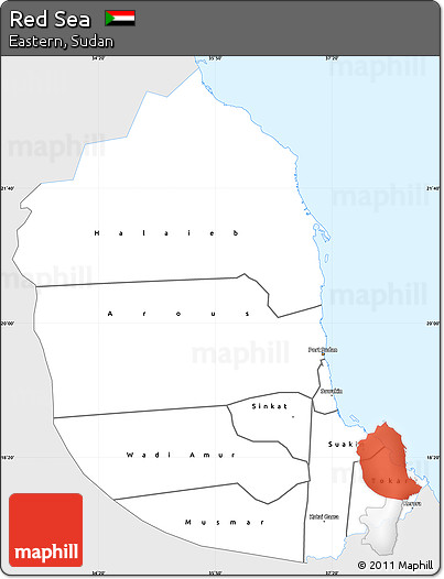Silver Style Simple Map of Red Sea, single color outside