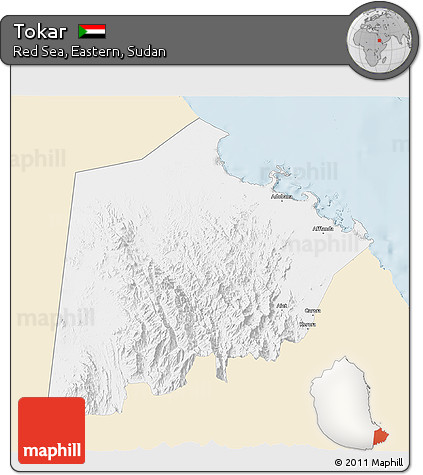 Classic Style 3D Map of Tokar, single color outside