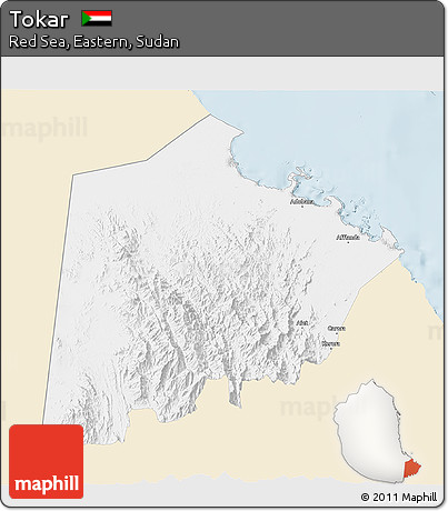 Classic Style 3D Map of Tokar, single color outside