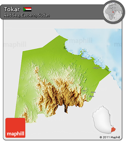 Physical 3D Map of Tokar, single color outside