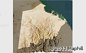 Satellite 3D Map of Tokar, darken