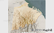 Satellite 3D Map of Tokar, semi-desaturated