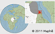 Savanna Style Location Map of Tokar, highlighted country, highlighted parent region, hill shading