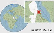 Savanna Style Location Map of Tokar, highlighted grandparent region, hill shading