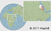 Savanna Style Location Map of Tokar, highlighted parent region, within the entire country, hill shading
