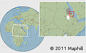 Savanna Style Location Map of Tokar, highlighted parent region, highlighted grandparent region, within the entire country, hill shading