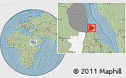 Savanna Style Location Map of Tokar, highlighted parent region, highlighted grandparent region, hill shading