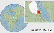 Savanna Style Location Map of Tokar, highlighted parent region, hill shading