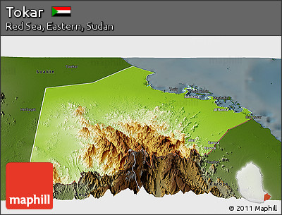 Physical Panoramic Map of Tokar, darken