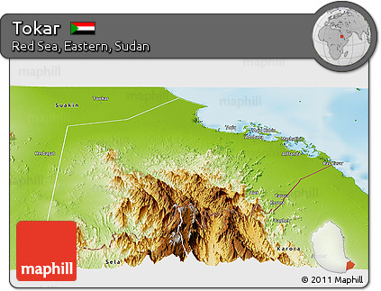 Physical Panoramic Map of Tokar