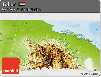 Physical Panoramic Map of Tokar