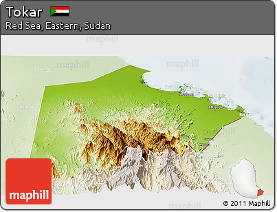 Physical Panoramic Map of Tokar, lighten