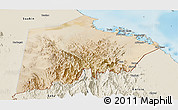 Satellite Panoramic Map of Tokar, shaded relief outside