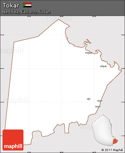 Classic Style Simple Map of Tokar, cropped outside