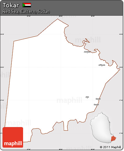 Classic Style Simple Map of Tokar, cropped outside