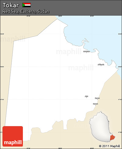 Classic Style Simple Map of Tokar, single color outside