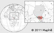 Blank Location Map of Juba, highlighted country, highlighted grandparent region, within the entire country