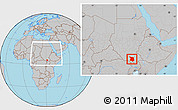 Gray Location Map of Juba, within the entire country
