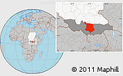Gray Location Map of Juba, highlighted country, highlighted grandparent region