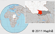 Gray Location Map of Juba, highlighted country, highlighted parent region