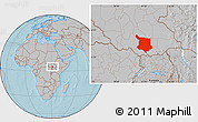 Gray Location Map of Juba, hill shading