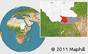 Satellite Location Map of Juba, highlighted country, highlighted parent region