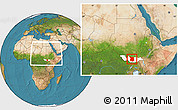 Satellite Location Map of Juba, highlighted grandparent region, within the entire country