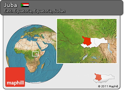 Satellite Location Map of Juba, highlighted parent region