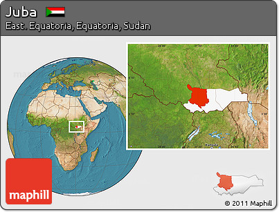 Satellite Location Map of Juba, highlighted parent region