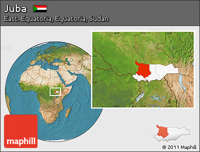 Satellite Location Map of Juba, highlighted parent region
