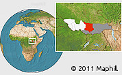 Satellite Location Map of Juba, highlighted parent region, highlighted grandparent region