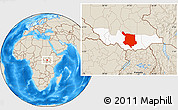 Shaded Relief Location Map of Juba, highlighted grandparent region