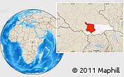 Shaded Relief Location Map of Juba, highlighted parent region