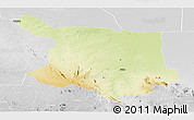 Physical Panoramic Map of Juba, lighten, desaturated