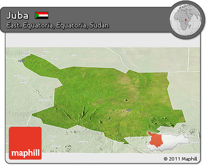 Satellite Panoramic Map of Juba, lighten