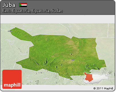 Satellite Panoramic Map of Juba, lighten