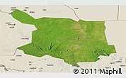 Satellite Panoramic Map of Juba, shaded relief outside