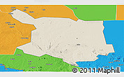 Shaded Relief Panoramic Map of Juba, political outside