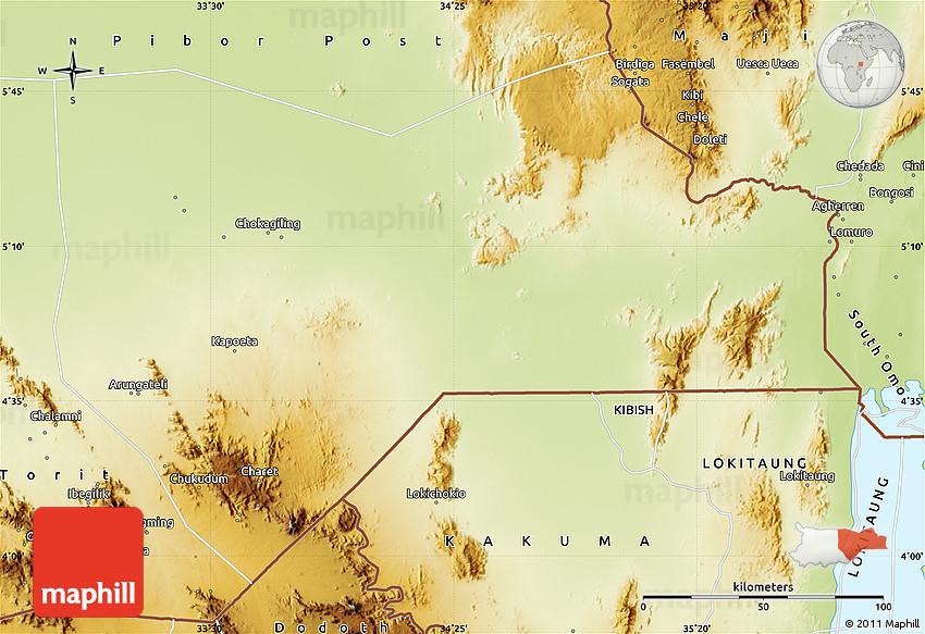 Physical Map of Kapoeta