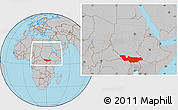 Gray Location Map of Equatoria, within the entire country