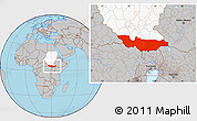 Gray Location Map of Equatoria, highlighted country