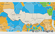 Shaded Relief Map of Equatoria, political outside