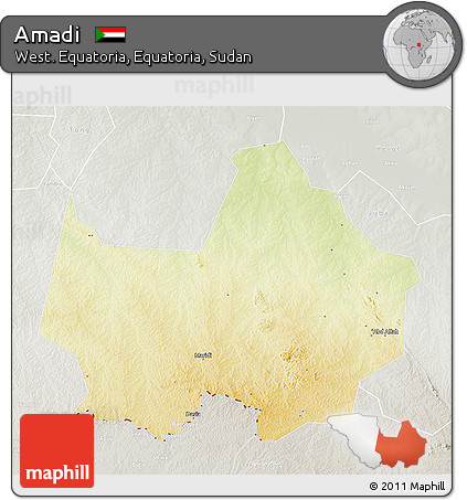Physical 3D Map of Amadi, lighten, semi-desaturated