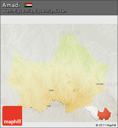 Physical 3D Map of Amadi, lighten, semi-desaturated