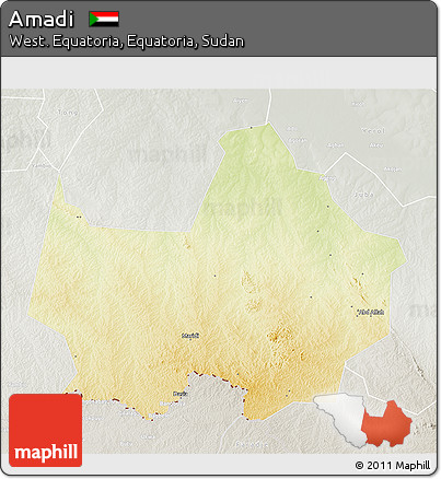 Physical 3D Map of Amadi, lighten, semi-desaturated