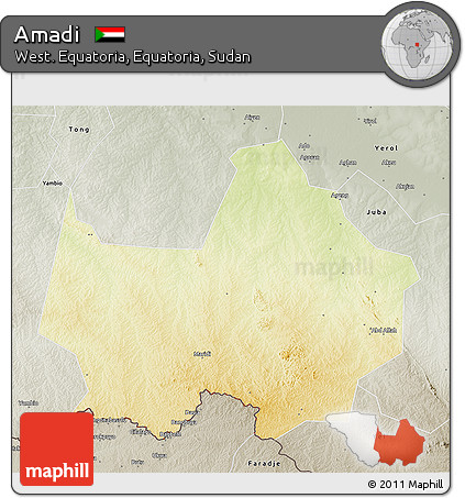 Physical 3D Map of Amadi, semi-desaturated