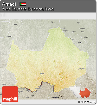 Physical 3D Map of Amadi, semi-desaturated